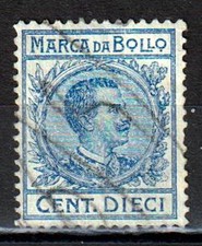 REGNO FISCALI marca da bollo Vittorio Emanuele III cent. 10 usata a