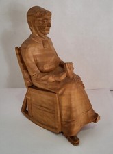 Vtg. Hand Carved Old Woman In