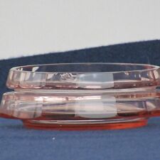 SET PIATTO - 2 CENTRO TAVOLA - PORTAGIOE IN VETRO ROSA INCISO A SBALZO - VINTAGE