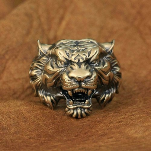 Enorme anello tigre ottone