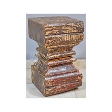 Antico IN Legno Colonna Base Lato Tavolo Sgabello Originale Vecchio Mano Fatti