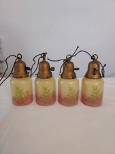 Set 4 antichi PARALUMI da appendere FELCE PRIMAVERILE in vetro artistico presa HUBBEL