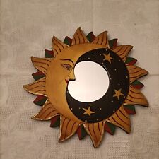 SPECCHIO IN LEGNO VINTAGE SOLE LUNA STELLE