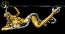 FINE ART arredamento casa bronzo scultura figura Cobra Girl erotico divano divano tavolo