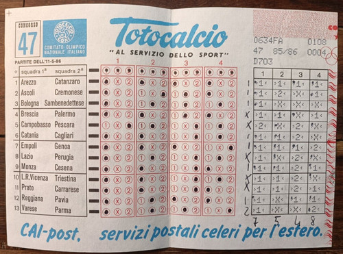 Schedina totocalcio tagliando - totocalcio,