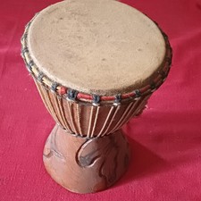 Vecchio Tamburo Africano In Legno 30 Cm X 15 Ottima Conservazione Lotto SCN1 