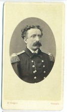 B72-CDV Albumin Carte de Visite Uniform Officier mustaches ph Sorgato Venice