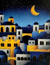 Kino Mistral "Gran REGATA e CUPOLE BLU di SICILIA" dipinto su tela 40x30+COA