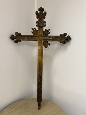 Croce In Legno Dorato A Foglia