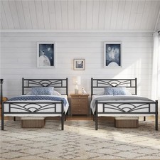 Yaheetech Set di 2 Struttura Letto Singolo in Ferro con Spazio Aggiuntivo