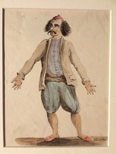 Quadro acquerello firmato inizio XIX secolo Studio dell'uomo orientale