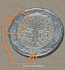 moneta da 2 euro Francia 2011 con una grossa varietà, il bordo esterno spostato