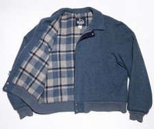 Woolrich Wool Bomber Vintage Jacket Men's Large Blue Collared 80s USA Hunting