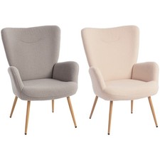 HOMCOM Poltroncina da Camera in Sherpa con Schienale Alto e Braccioli