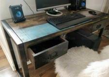 Scrivania Computer Industriale Vintage Retrò Arredamento Rustico Ufficio Workstation Tavolo