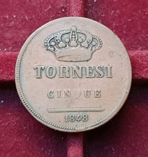 5 Tornesi 1848 Rara- Ferdinando II- Regno Delle Due Sicilie