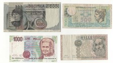 LOTTO X4   500 MERCURIO 10000 Lire CASTAGNO 1000 Marco Polo 1000 LIRE MONTESSORI