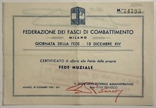 ORO ALLA PATRIA F… DI COMBATTIMENTO MILANO GIORNATA DELLA FEDE A.XIV° 1936