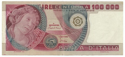 100000 lire banca italia - banca, d'italia
