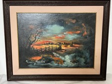 quadro olio su tela, Tramonto