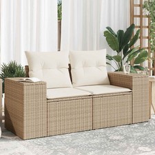 Garden Sofa Beige Poly Rattan