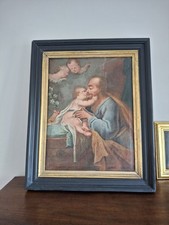 Dipinto Antico Quadro Tela San