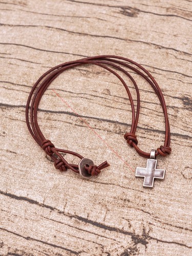 Collana girocollo pelle con - girocollo,