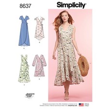 SIMPLICITY 8637 MISSES ABITI AVVOLGENTI modello cucito taglie 6-14 e 16-24 MEDIA