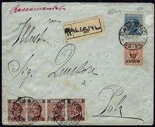 1924 - Raccomandata per Pola con rara affrancatura multipla