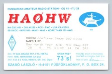 Ham Radio QSL HA0HW Ungheria 1995 FT840 Drake TR7 Antenna Yagi