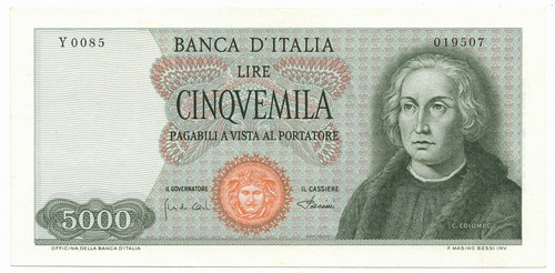5000 lire cristoforo colombo - lire,