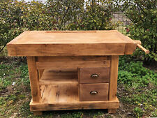 Banco Falegname da arredo 2 cassetti morsa legno massello 150x70xh80cm SU MISURA