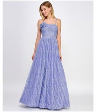 Abito Gonna Con Rosette Glitterate Per Donne, Blu, Junior, 3/4