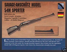 SCHEDA FOTOGRAFICA SAVAGE-ANSCHUTZ MODEL 54M SPORTER .22 Fucile Gun Classic Firearms