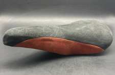 VINTAGE CINELLI UNICANITOR PROTOTYPE SUEDE LEATHER BLK RED SADDLE SELLA NOS CMT