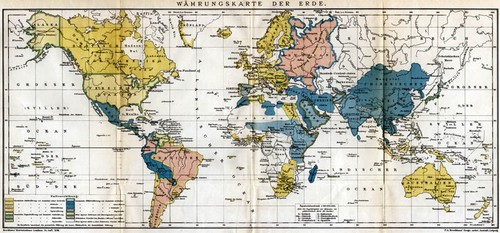 Antica mappa 1907 valuta - valuta, nel