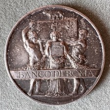 Medaglia Premio Esposizione Smirne Turchia 1928 Banco Di Roma Fascismo Argento