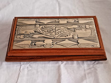 anni '80 - Scatola da Gioco Fiches Legno / Argento Mida -  poker carte Dal Negro