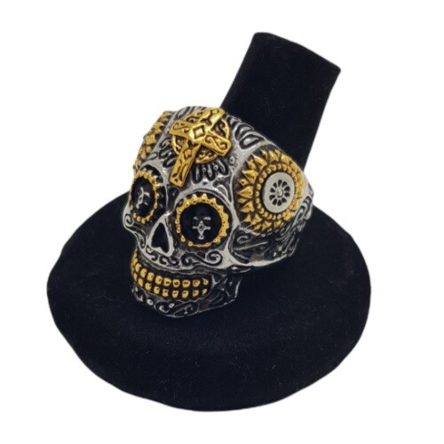 Anello teschio zucchero croce - anello,