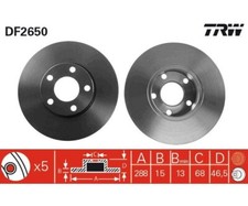 2 pz. Disco freno TRW DF2650 per Audi A6 A6 Avant 100 Avant