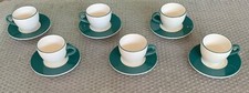 SERVIZIO DA 6 TAZZINE DA CAFFÈ CON PIATTINI VERDE SMERALDO E BIANCO PORCELLANA