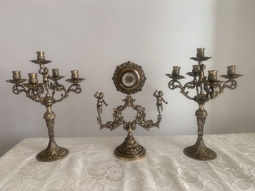Coppia candelabri orologio - candelabri, +