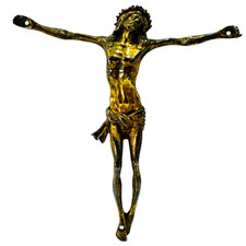 CRISTO IN BRONZO DORATO ANTICO 1700 CROCIFISSO RELIGIOSO CRUZ CROSS CHIESA 2