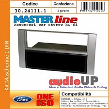 MASCHERINA AUTORADIO 1 DIN CON CASSETTO PER FORD C-MAX FINO A 2011 COLORE SILVER