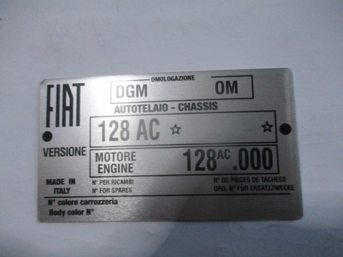 Targa plate chassis fiat - targa, id-plate