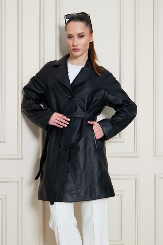 Cappotto donna pelle nero - , con