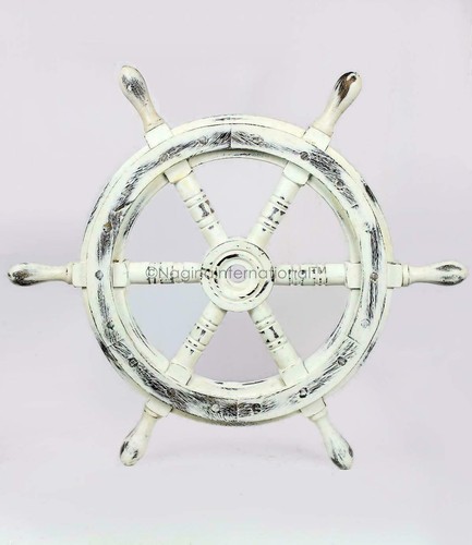 Antica ruota nautica legno - in,