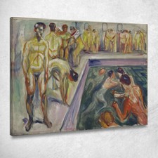 Uomini Nudi In Piscina Edvard Munch, em224 quadro stampato su tela