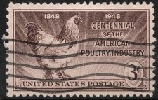 #968 SG965 1948 3c US AFFRANK Centenario dell'industria avicola americana, usato