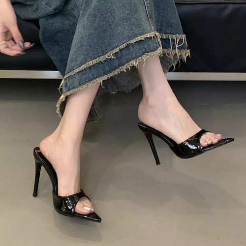 Sabot nero punta lucidi con - a,